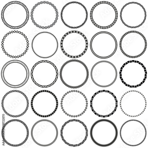 Collection of African Decorative Ornamental Round Border Frames. Ideal for vintage label designs.
