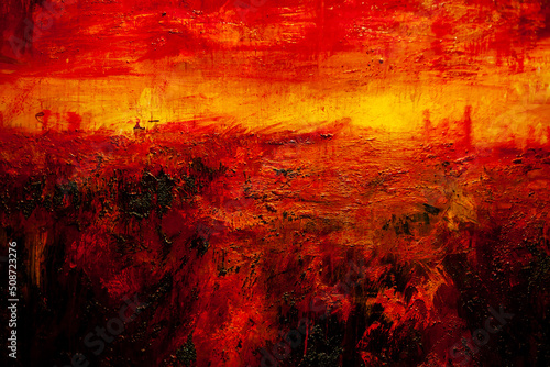 Fotografija oil painting on canvas abstract red