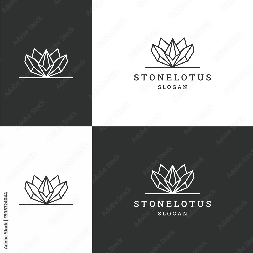 Stone lotus logo icon design template vector illustration
