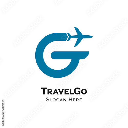 Letter G initial travel go logo design vector illustration