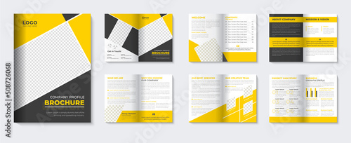 Corporate brochure template layout and booklet company profile cover page design with  online catalogue for business agency