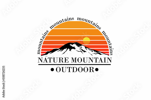 Nature mountain outdoor retro vintage landscape design