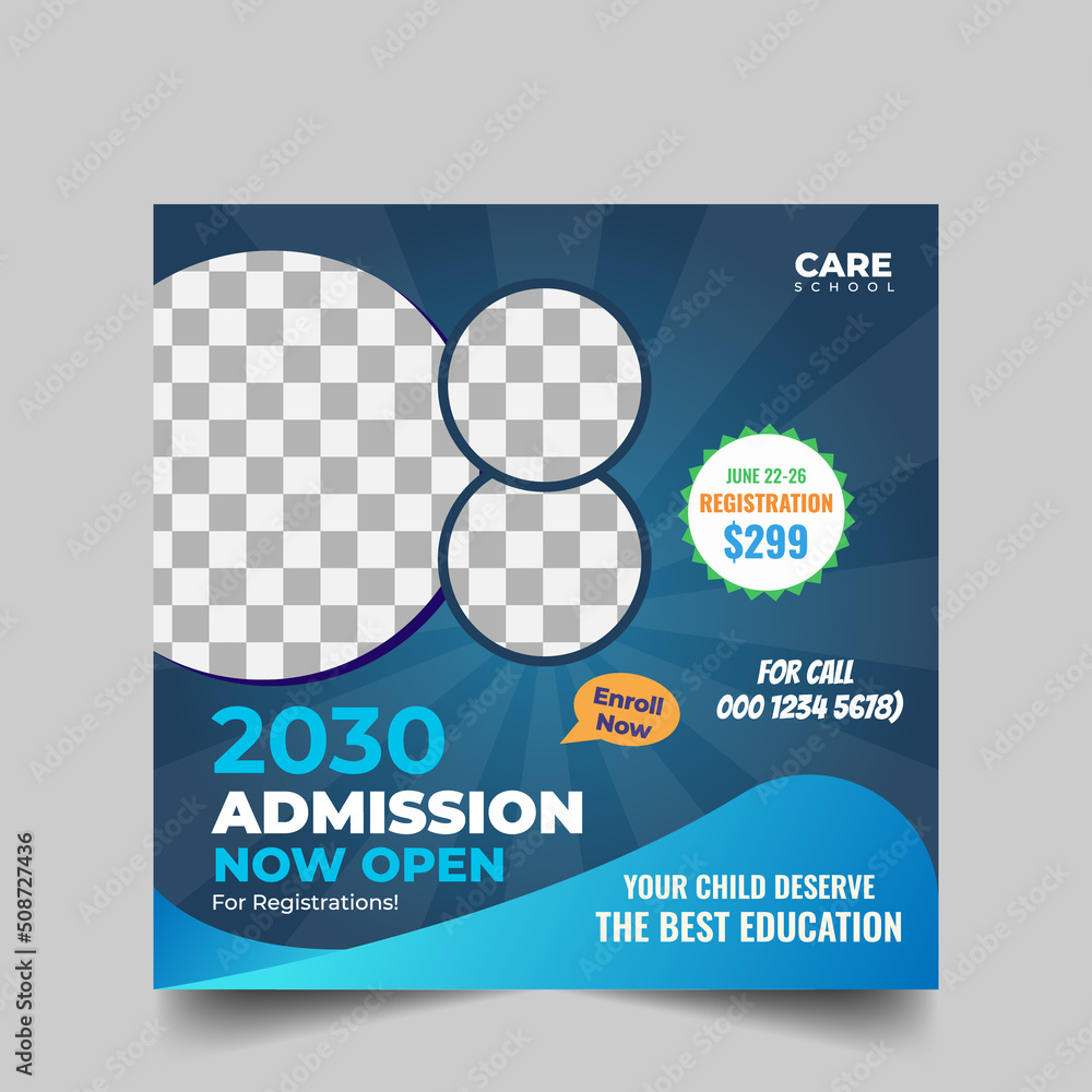 School Admission Social Media Post Design Template. Back To School Online Marketing Banner Layout. Back To School Admission Promotion Social Media Post. School Admission Social Media Post Design Template. Back To School Online Marketing Banner Layout. Back To School Admission Promotion Social Media Post.