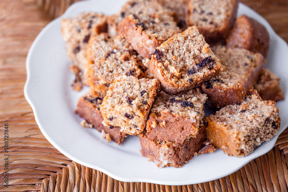 Sweetbread cake fruitcake traditional Caribbean desert Trinidad and Tobago food Sweetbread cake fruitcake traditional Caribbean desert Trinidad and Tobago food
