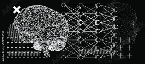 3D low-poly model of a human brain. Concept of the neural network and AI.