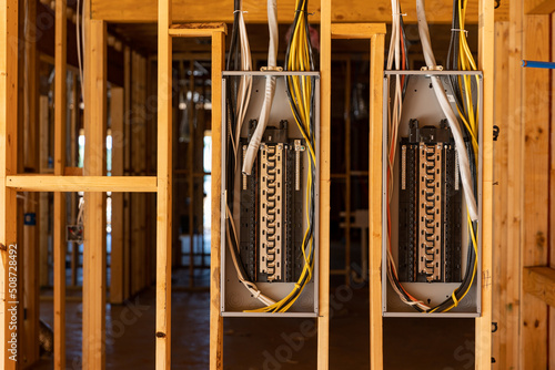 Electrical Circuit Breaker panel in new home construction