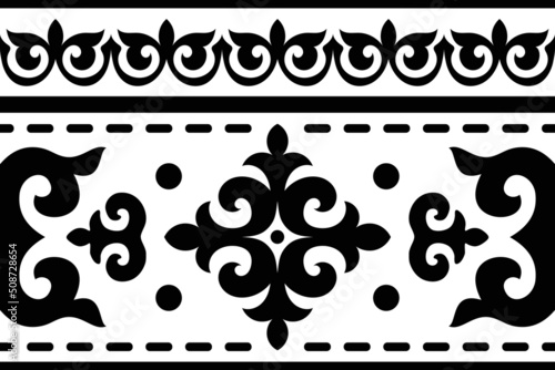 Seamless pattern. Ethnic background on the theme of Turkic art, vector design.