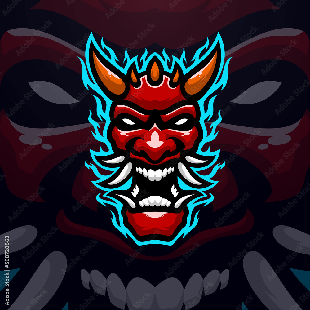 Oni masscot logo illustration premium vector Oni masscot logo illustration premium vector