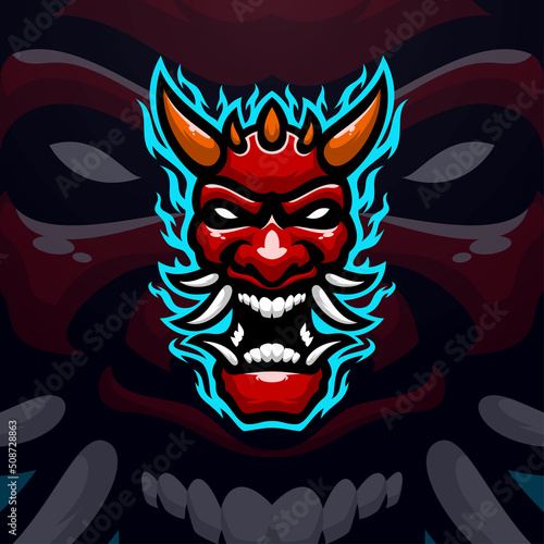 Oni masscot logo illustration premium vector