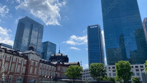 Tokyo sky year 2022 with Tokyo station and Marunouchi buildings in the back, June 4th summer