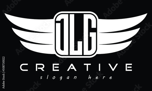 DLG three Letter wing symbol minimalist modern font creative concept icon professional logo design, Vector template