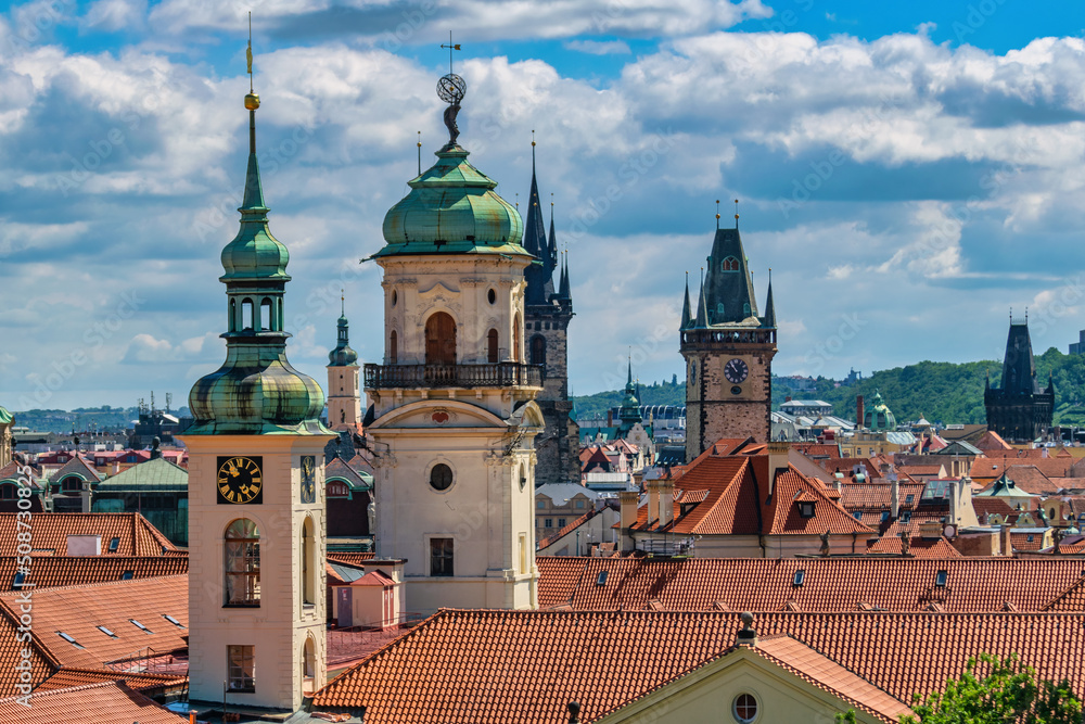 Obraz premium Prague Czech Republic, high angle view city skyline at Prague old town, Czechia