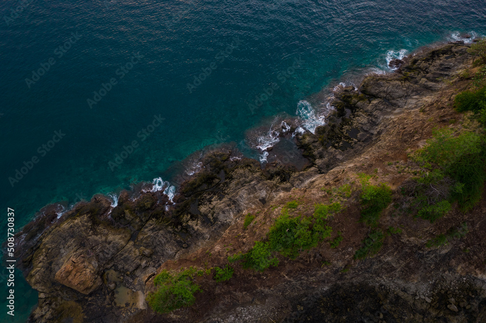 Drone picture of waves and rocks Drone picture of waves and rocks