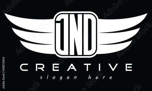 DNO three Letter wing symbol minimalist modern font creative concept icon professional logo design, Vector template