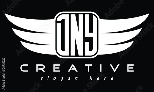DNY three Letter wing symbol minimalist modern font creative concept icon professional logo design, Vector template