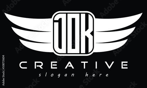DOK three Letter wing symbol minimalist modern font creative concept icon professional logo design, Vector template