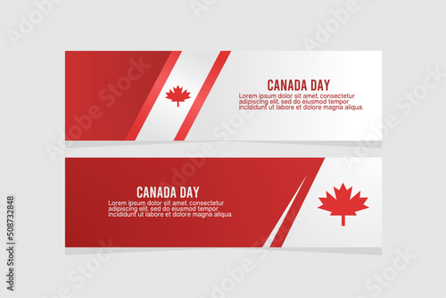red and white canada day banner set with gradient design for canada day celebration on july 1st
