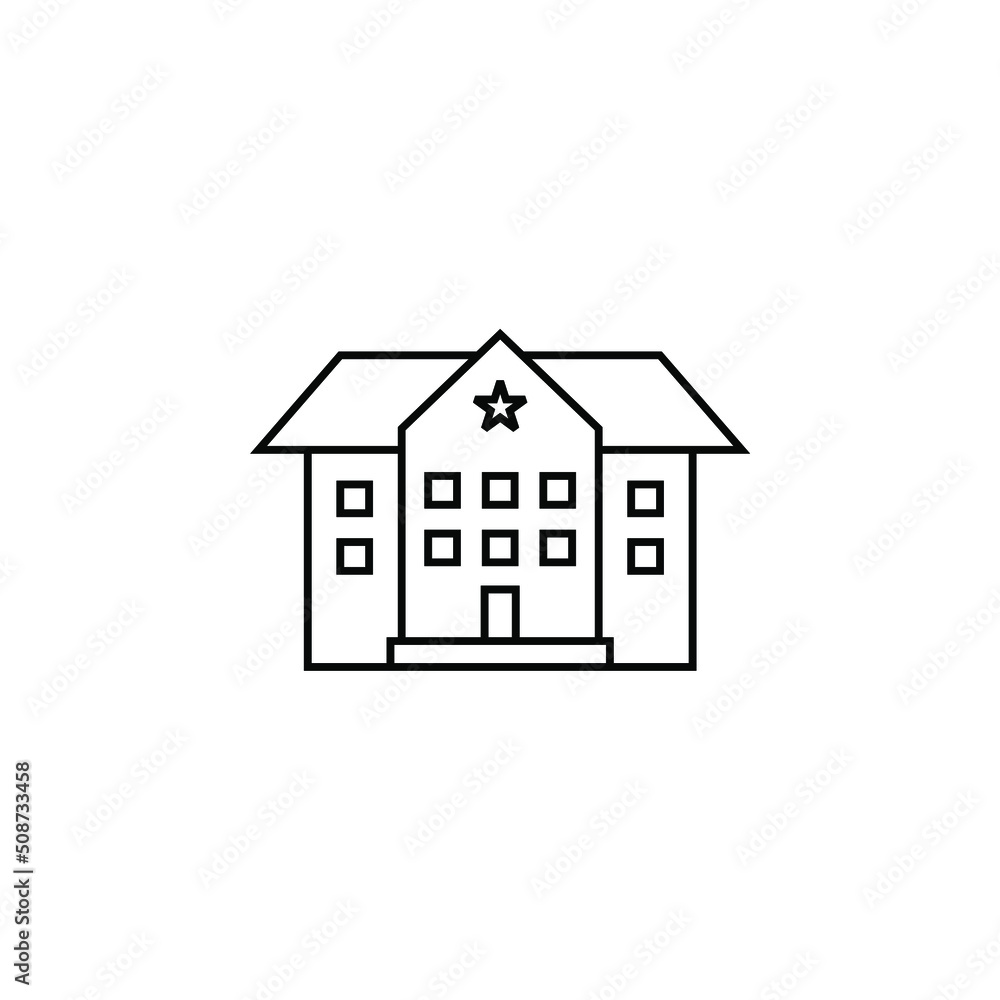 Hotel, Apartment, Townhouse, Residential Thin Line Icon Vector Illustration Logo Template. Suitable For Many Purposes.