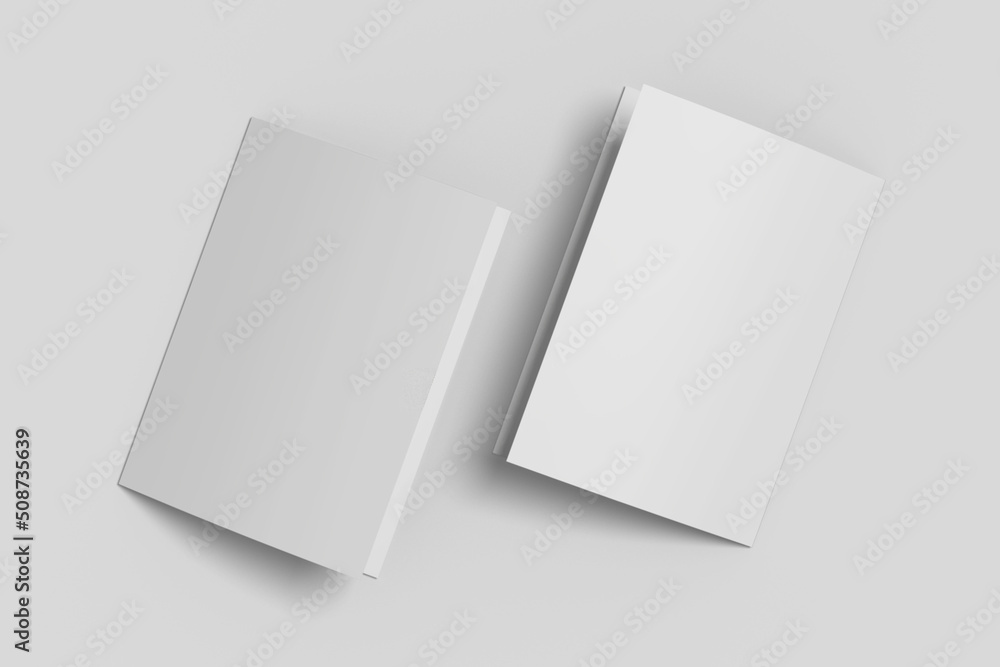 Realistic blank bifold brochure illustration for mockup. 3D Render. Realistic blank bifold brochure illustration for mockup. 3D Render.