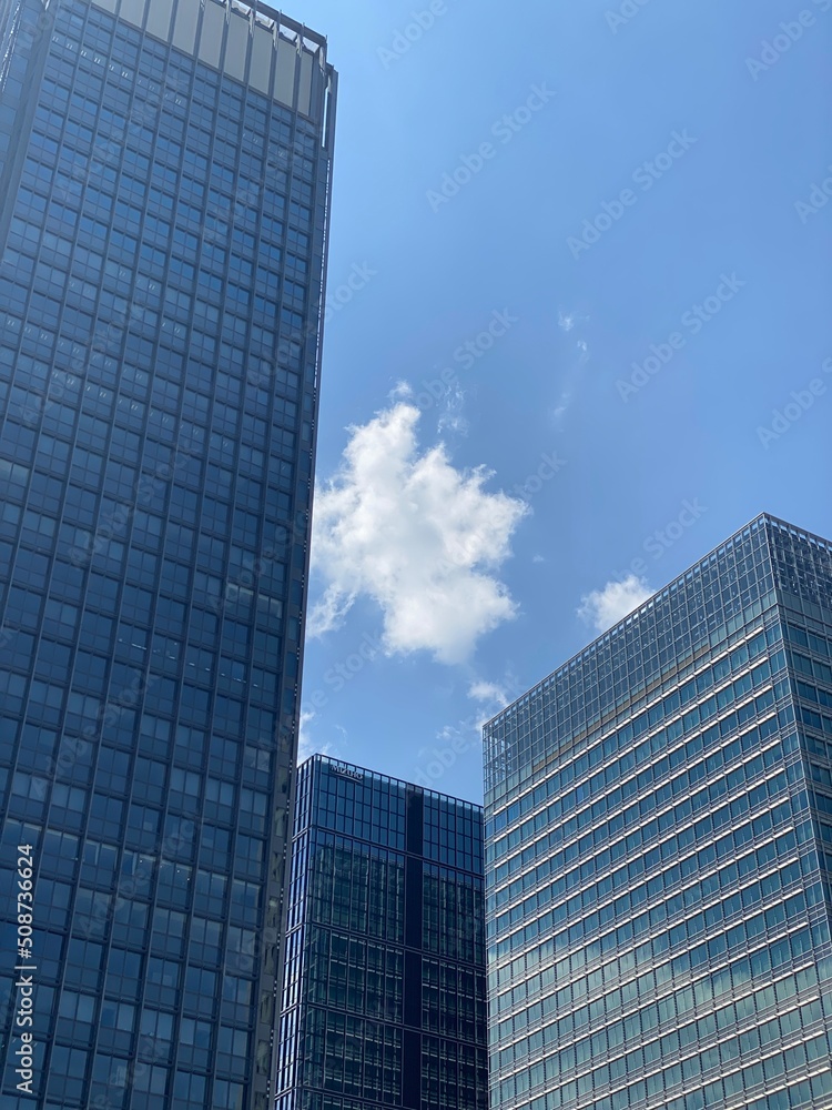 Tokyo sky year 2022 with Tokyo station area office city buildings, June 4th summer