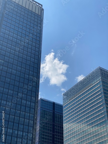 Tokyo sky year 2022 with Tokyo station area office city buildings  June 4th summer