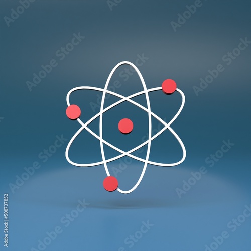 3d atom icon .3d render illustration