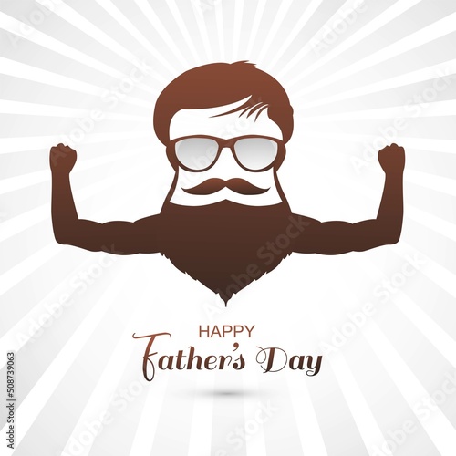 Happy fathers day man face greeting card background
