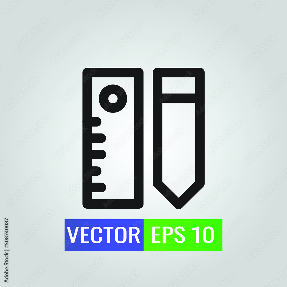 Icon illustration of Pencil and ruler icon on background-high quality black style for web design or mobile app. Icon illustration of Pencil and ruler icon on background-high quality black style for web design or mobile app.