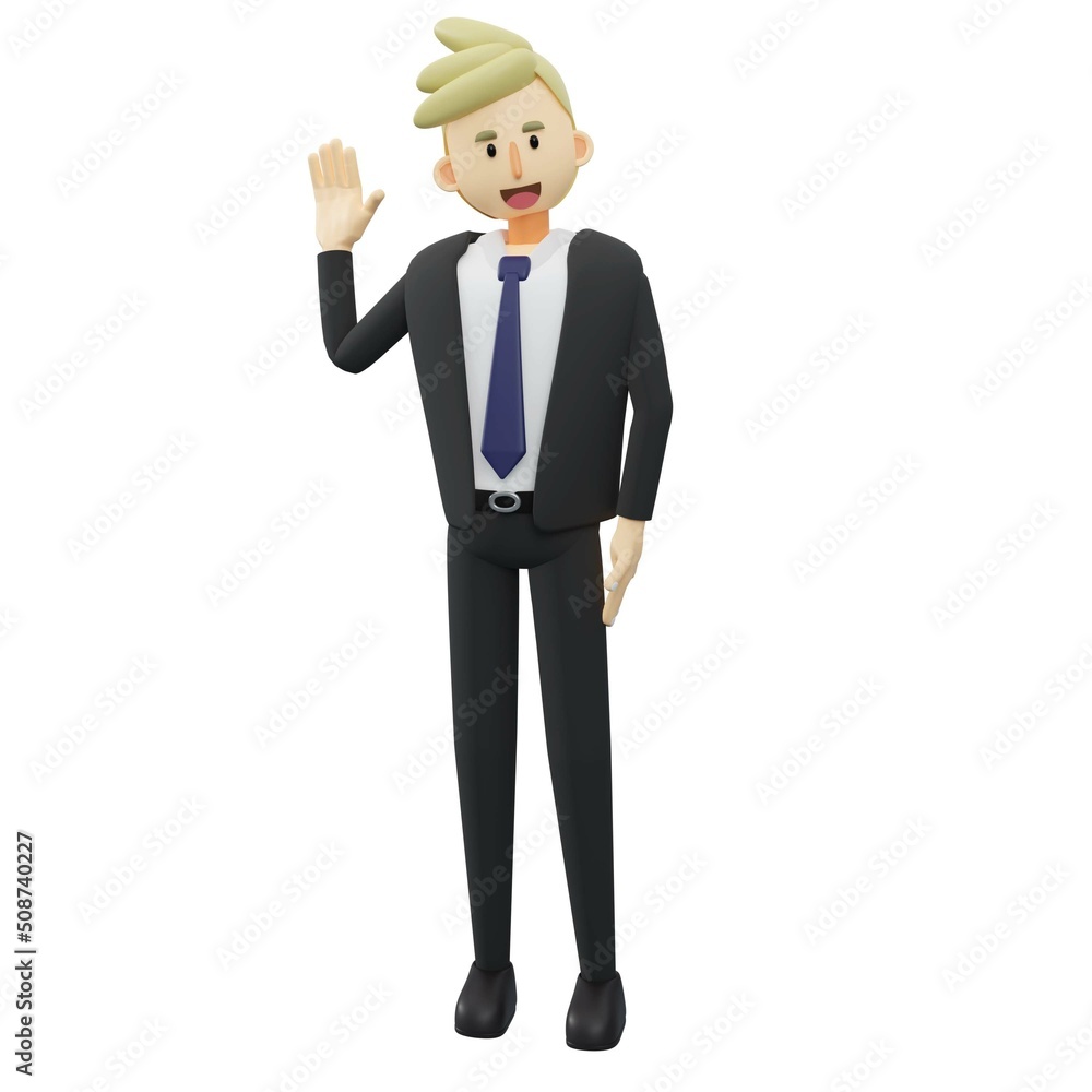Full length of a smiling and Happy businessman is weaving.3d rendering cartoon illustration. Full length of a smiling and Happy businessman is weaving.3d rendering cartoon illustration.