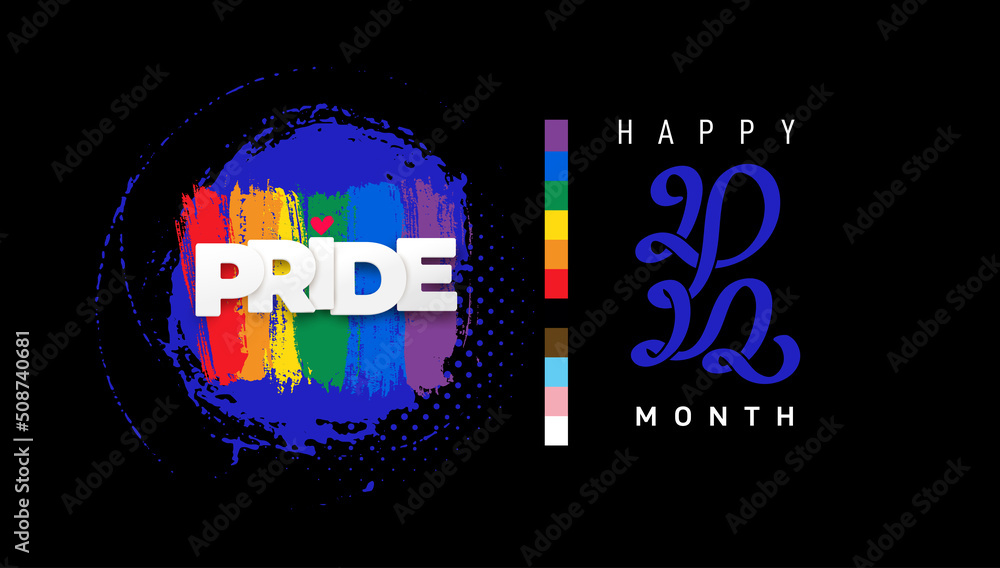 Happy pride month 2022 banner with pride color striped ribbon flag ...