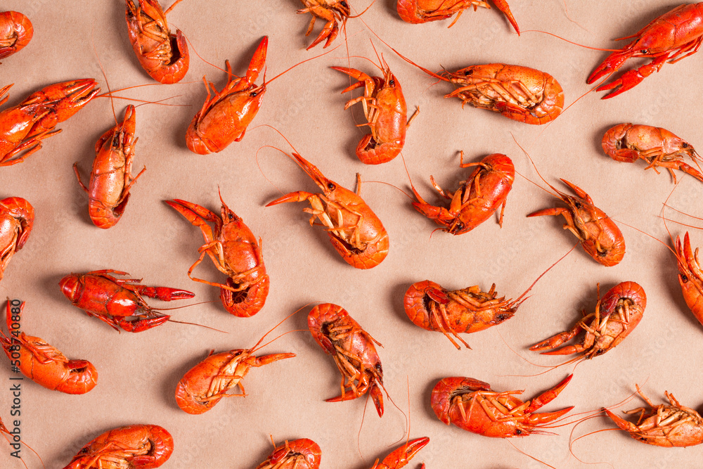 Boiled Crawfish Flat Lay Boiled Crawfish Flat Lay