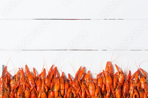 Tableau sur toile Boiled Crawfish on a White Background