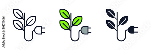 Eco plug. Eco power icon symbol template for graphic and web design collection logo vector illustration