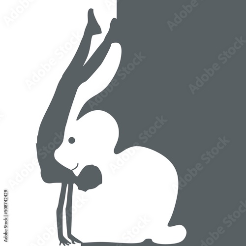 Optical illusion with beautiful young woman and rabbit silhouettes
