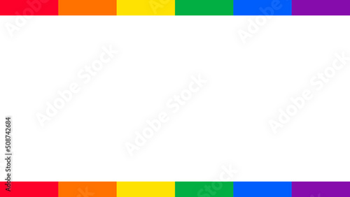 Simple striped line border frame rainbow background design. Happy LGBT pride month theme vector template. 