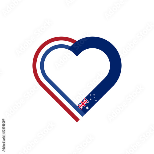 unity concept. heart ribbon icon of netherlands and australia flags. vector illustration isolated on black background
