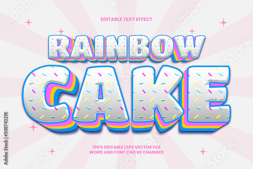 Rainbow Cake Text Effect Editable 3D Cartoon Style
