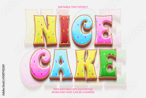Nice Cake Text Effect Editable 3D Cartoon Style