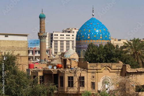 Beautiful turquoise mosque in Baghdad Iraq  photo