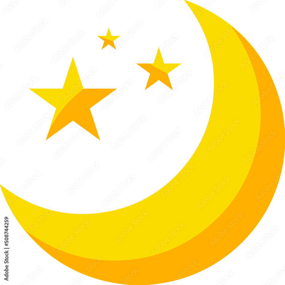 moon with stars on white background. yellow Moon and stars flat icon isolated sign. Moon and stars at the icon. Nighttime moon and stars vector moon with stars on white background. yellow Moon and stars flat icon isolated sign. Moon and stars at the icon. Nighttime moon and stars vector
