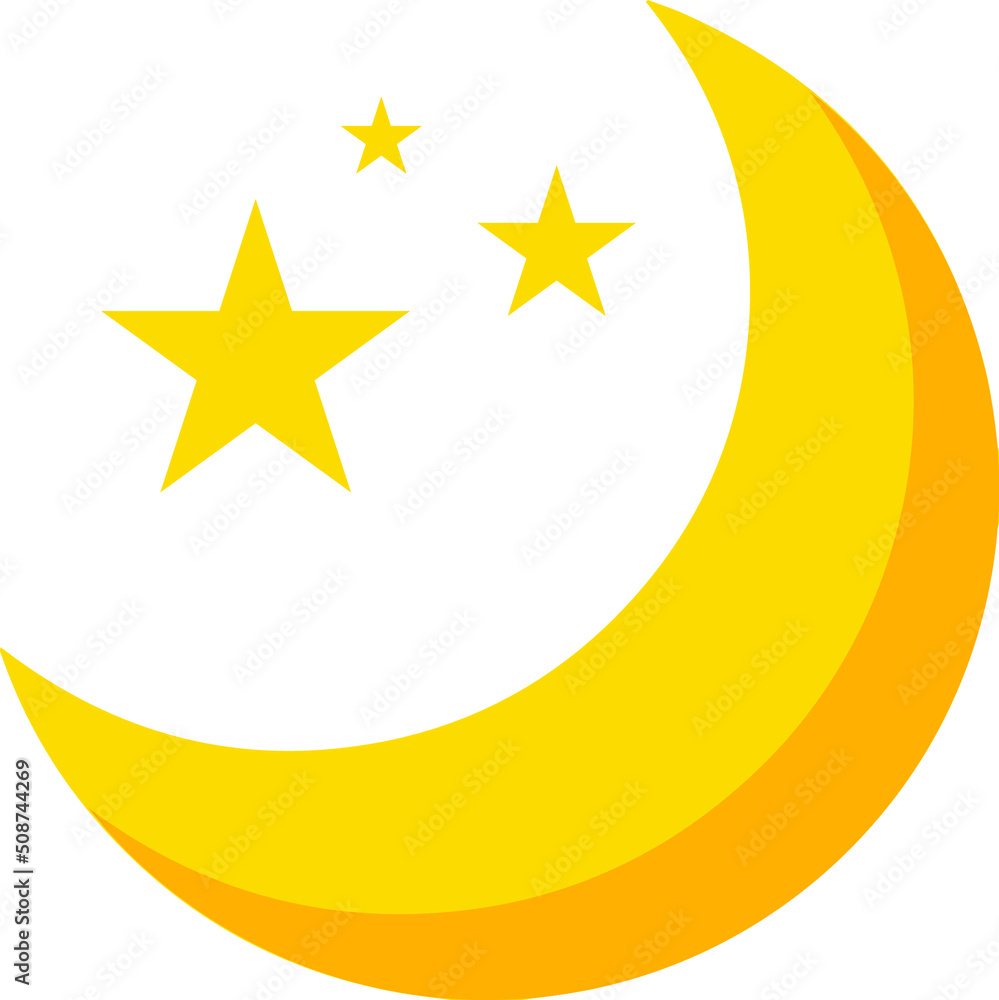 moon with stars on white background. yellow Moon and stars flat icon isolated sign. Moon and stars at the icon. Nighttime moon and stars vector moon with stars on white background. yellow Moon and stars flat icon isolated sign. Moon and stars at the icon. Nighttime moon and stars vector