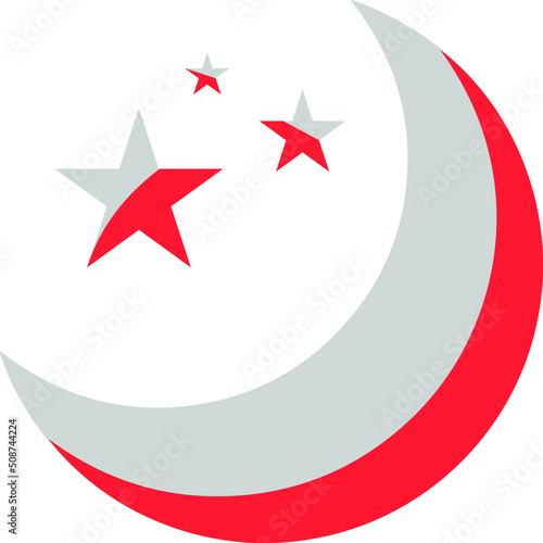 Free Download red moon with stars on white background. red Moon and stars flat icon isolated sign. Moon and stars at the icon. Nighttime moon and stars vector - GFXLoad