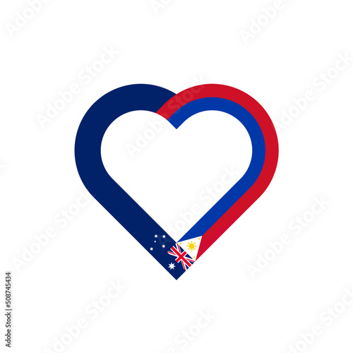 unity concept. heart ribbon icon of australia and philippines flags. vector illustration isolated on black background