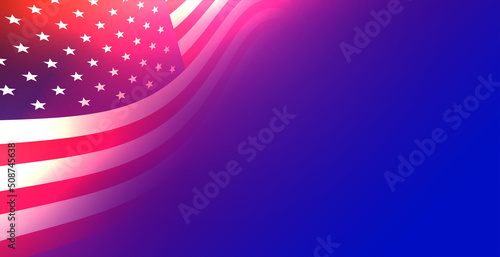 flag of united states of america on blue background with glow effect