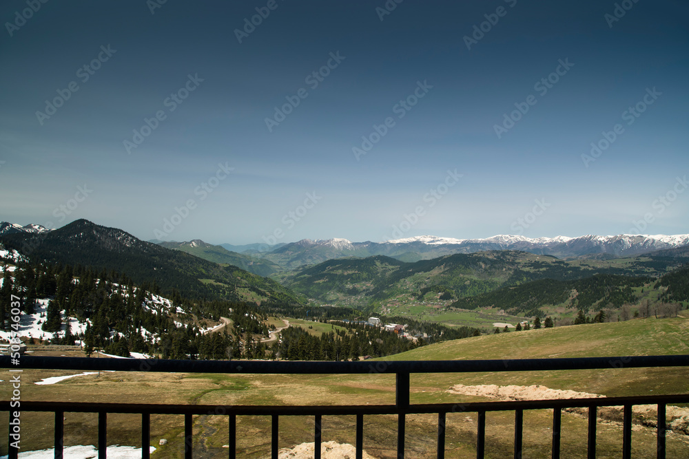 Mountain landscape panorama view from the balcony Mountain landscape panorama view from the balcony