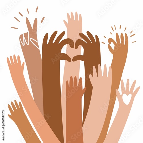 Billede på lærred Illustration of human hands raised up