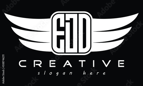 EDO three Letter wing symbol minimalist creative concept icon professional logo design, Vector template