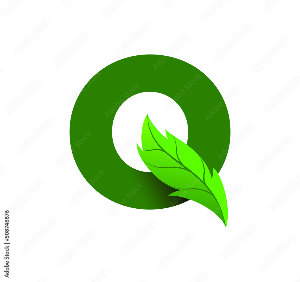 letter Q leaf logo design vector letter Q leaf logo design vector