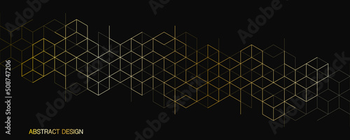 Fotografiet The graphic design element and abstract geometric background with isometric gold