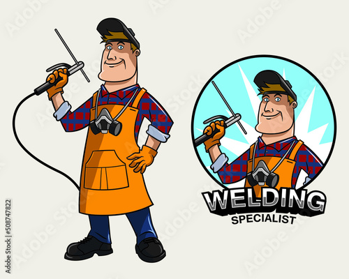 full body and welder logo vector illustration